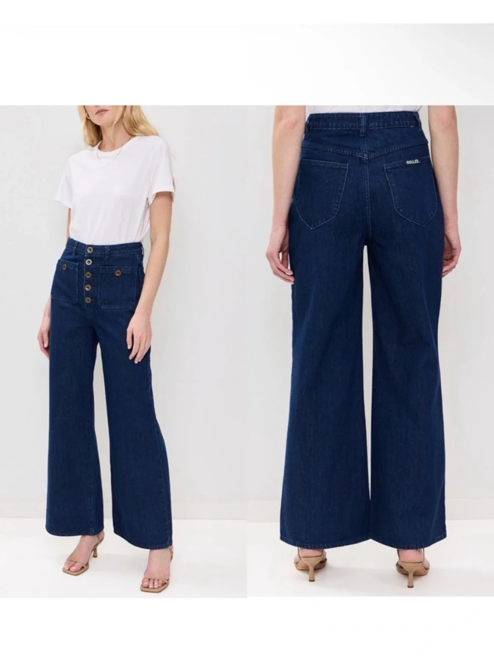 Rollas Studio Flare Button Fly Sailor Free People Shopbop Jeans in Lou Blue 31